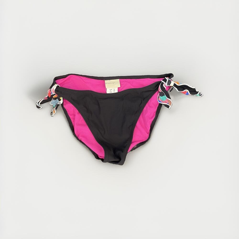 Profile by Gottex Black/Pink, ruffle ties at hips. Matching top available s 10